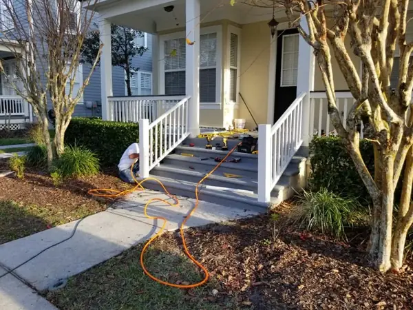 Rebuilt porch steps and railing