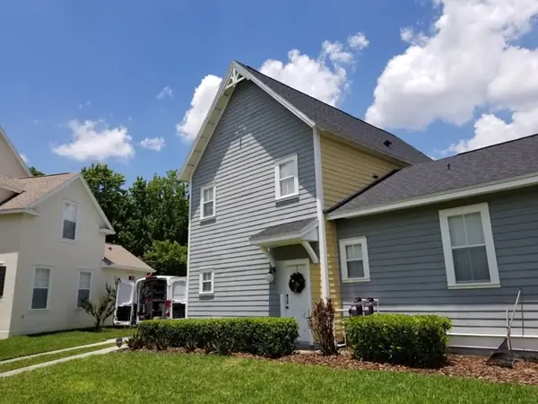 Siding repaired and painted to match