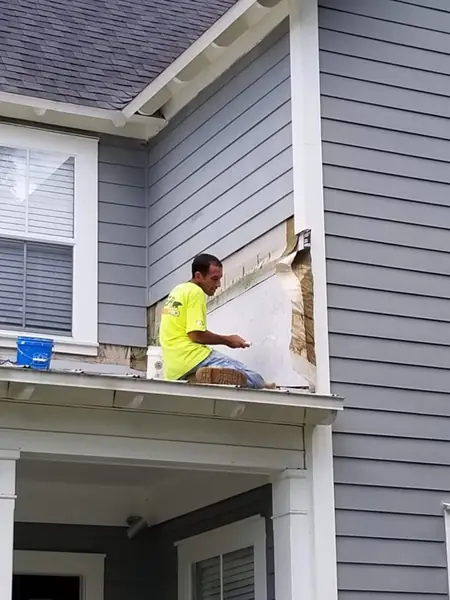Soffit and trim repair, primed and painted